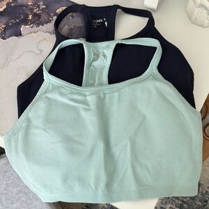 Jockey 2 Ribbed Seamless Crop Top Padded Sports Bra Athletic - Women | XL